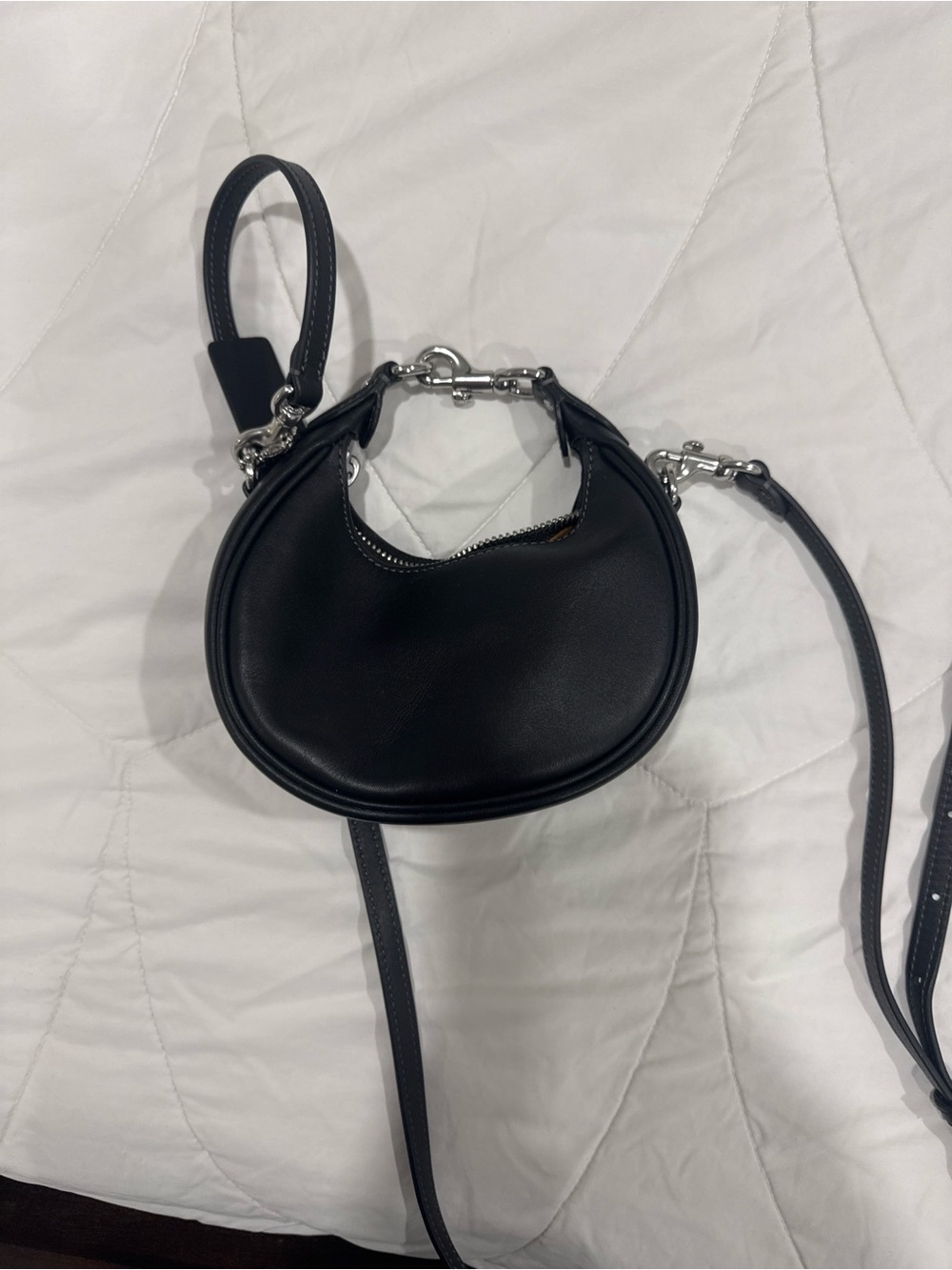 Coach Black Crescent Mini Crossbody with Silver Hardware